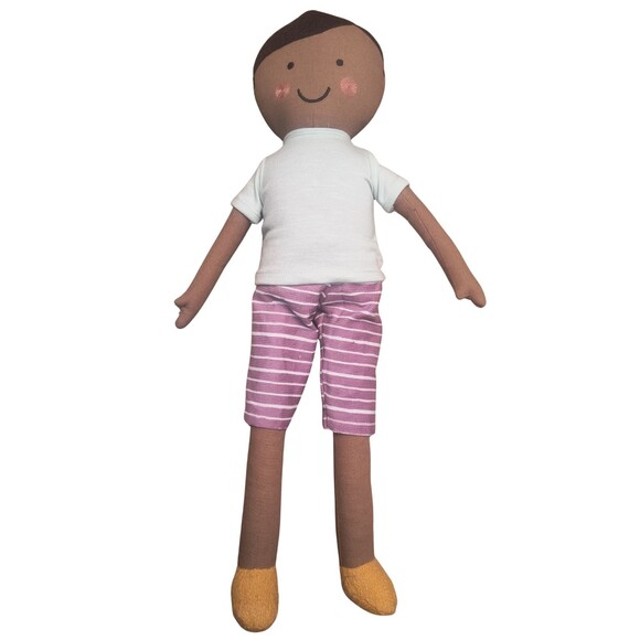 Target Pillowfort Soft Plush Doll 20" Black Fabric Mint Shirt Striped Shorts - Picture 3 of 8